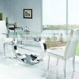 TH286 Fashionable Glass Top Stainless Steel Dining Table thumbnail-2