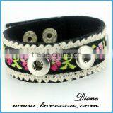 New Arrival Multicolor Hollow Leather Snap Button Bracelet Fit for 18mm Buttons Wholesale thumbnail-2