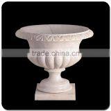 Garden Decoration Natural Stone White Marble Flowerpot thumbnail-3