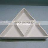 Triangle White Ceramic Divided Dinner Plate thumbnail-1
