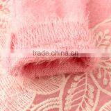 Fancy Girls Pullover Furry Mohair Swearer With Lace Flower Embroidery thumbnail-4