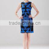 Sleeveless Blue Wave Pattern Slim Cotton Dress Latest Dress Designs for Ladies SR-D9785 thumbnail-3