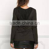 MGOO Factory Custom 2017 V Neck 100% Cotton Sweaters Olive Hooded Jersey Plain V Neck Long Sleeves thumbnail-6