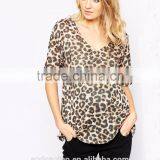 Wholesale Fashion Maternity Clothes Leopard Print Jersey Blouse thumbnail-2
