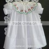 Girls Christmas High Yoke Float Dress With Slip Baby White Embroidery Holiday Dress thumbnail-1