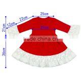 2017 Spring Boutique Clothing Plain Red Cotton Lace Trumpet Sleeves Design Baby Girl Dress thumbnail-6