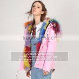 Myfur Pink Shell Fashion Lady Parka Jacket With Real Fur Lining Fox Body Fur Hood thumbnail-1