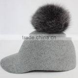 Myfur Adult Unisex Fedora Hat With Detachable Genuine Fox Fur Bobble thumbnail-4