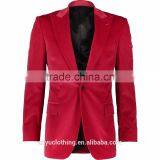 2017 Fashion Premium Quality Red Velvet Slim Fit Blazer for Men