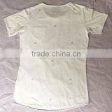 New Design Short Sleeve Raw Edged Printed White T Shirt for Men thumbnail-2