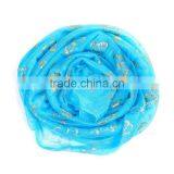 Imitation Silk Scarves & Wraps Rectangle Golden Blue Butterfly Scarf Yiwu thumbnail-3