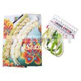 Multicolor Flower Pattern Square Throw Pillow Cotton Chinese Cross Stitch Patterns thumbnail-1