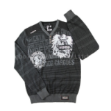 Men's Wholesale Fabulous V-neck Button Pullover Striped Printing Applique Sweater thumbnail-1