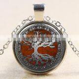 XP-TGN-LT-167 Latest Mandala Round Cabochon Family Tree Diy Image Time Gemstone Necklace For Promotional Gift thumbnail-2