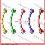 Elegant Colorful Titanim Curved Eyebrow Barbell Ring Diamond Body Jewelry thumbnail-1