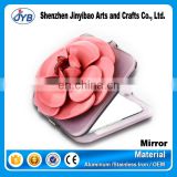 flower logo make up use round shape compact mirror beautiful flower cosmetic mirror