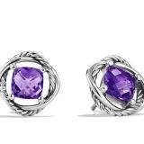 925 Silver Jewelry 7mm Infinity Earrings with Aemthyst(E-113)