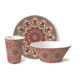 Customized Pattern High Quality Plastic Plates and Bowl 3pcs Turkish Dinner Set With Cup thumbnail-4