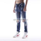 DiZNEW New Men Fashion Washed Broken Holes Blue Ripped Jeans thumbnail-4