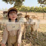 6572/Embroidered Plaid Square Turn-down Collar Girls Shirts High Quality Causal Sweet Top thumbnail-4