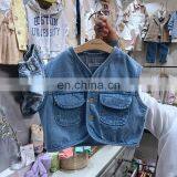 2020 Baby Vests Boys Girls Jeans Denim Waistcoats Outerwear Fashion Children Pocket Spring Summer Clothes Kids Jackets thumbnail-3