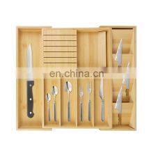 Expandable Bamboo Flatware Silverware Tableware Organiser Cutlery Tray Holder Drawer Organizer thumbnail-1