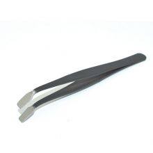 Black Anti-static Flat Head Tweezers 34A Antimagnetic Acid Proof Fine Stainless Steel Tweezers Stamp Clip thumbnail-2