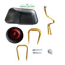 Professional One-Wheel 6 Cubic Feet Wheelbarrow With Steel Handles 4.00/8 Pneumatic Tire for High Stability Steel Galvanized Tray thumbnail-3