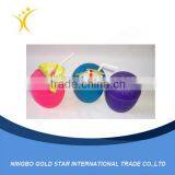 Colorful Cheap Plastic Coconut Cup With Straw thumbnail-1