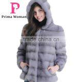 2015 New Design Women Winter Mink Fur Coat For Pros Wear Hat Overcoat
