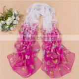 Wholesale Latest Design Lady Floral Screen Printing Silk Scarf thumbnail-4