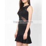 Latest Modern Short Dresses Celebrity Mermaid Dress Pattern Insert Mesh Panel Dress Black Sleeveless Mesh Dress thumbnail-3