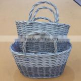 beautiful design a set of 2 pcs 2 color combined willow wicker flower pot