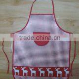 cotton kitchen apron for children with reindeer pattern in red for promotion