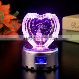 Fashion Crystal Heart Shape Photo Frame With Led Base