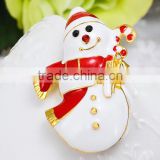 Vintage Red Hat Snowman Hold The X'mas Candy Brooch