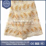 2016 Latest Cord Lace African Fabrics for Nigeria Wedding in Gold