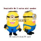 Despicable Me 2 carton usb tf card speaker mini speaker with FM radio