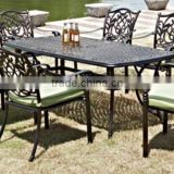 Dorothy Great Waterproof Cast Aluminum Furniture 6 Seats Rectangle Garden Dining Chair with Table