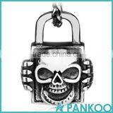 Fashion Skull Face Lock Stainless Steel Necklace Pendant thumbnail-1