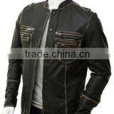 Men Leather Shirt With Contrast Cream Wax thumbnail-1