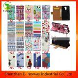 silk printing PU Leather Wallet Flip Card Slot Stand Case Cover for samsung