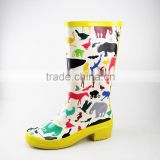 New printing animals and sea world fashion ladies rubber boots