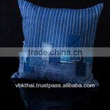 INDIGO DYED COTTON AND NATURAL BROWN COTTON CUSHION