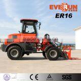 Everun ER16 Wheel Loader 37kw Engine With Pallet Forks/Luxury Cabin for Sale