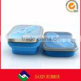 FDA Approve Food Grade Collapsible Silicone Lunch Box Portable Bento Box Disposable Food Containers 600 ml thumbnail-5