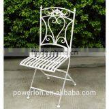 Antique Black Foldable Wrought Iron Mosaic Chair thumbnail-5