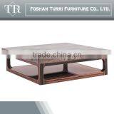 Antique MDF With Wooden Veneer Square Travertine Coffee Table thumbnail-4