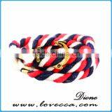 Custom Handmade Mens Genuine Braided Leather Stainless Steel Hook Anchor Bracelet thumbnail-3