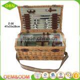 China Factory Custom Cheap Wholesale Personalized Luxury 4 - 6 Person Willow Woven Wicker Picnic Basket Set thumbnail-1